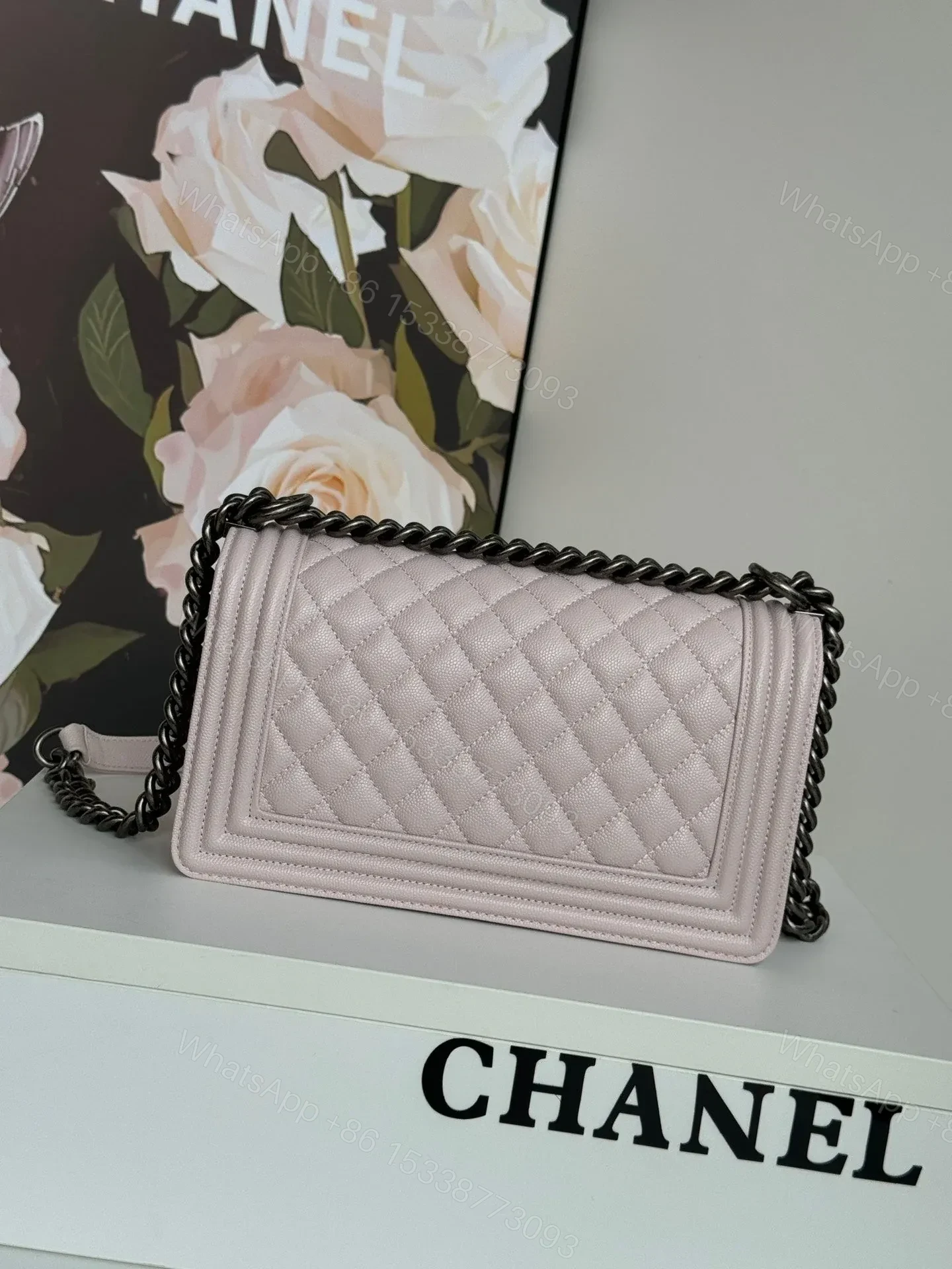 View 2 of CHANEL BOY BAG MEDIUM 25 IN PINK CALFSKIN