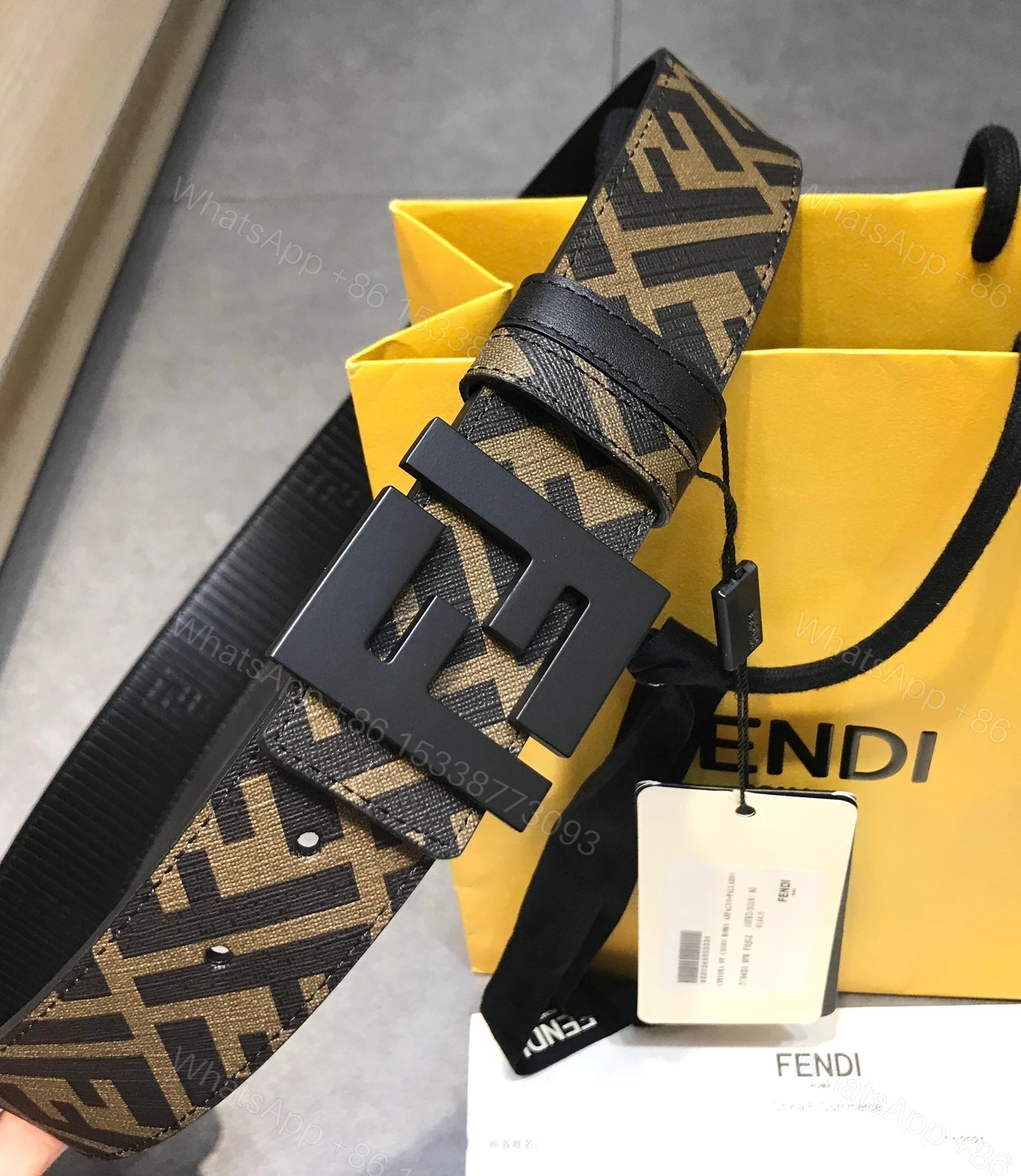 View 2 of FENDI’S REVERSIBLE FENDI LEATHER BELT BROWN 40MM