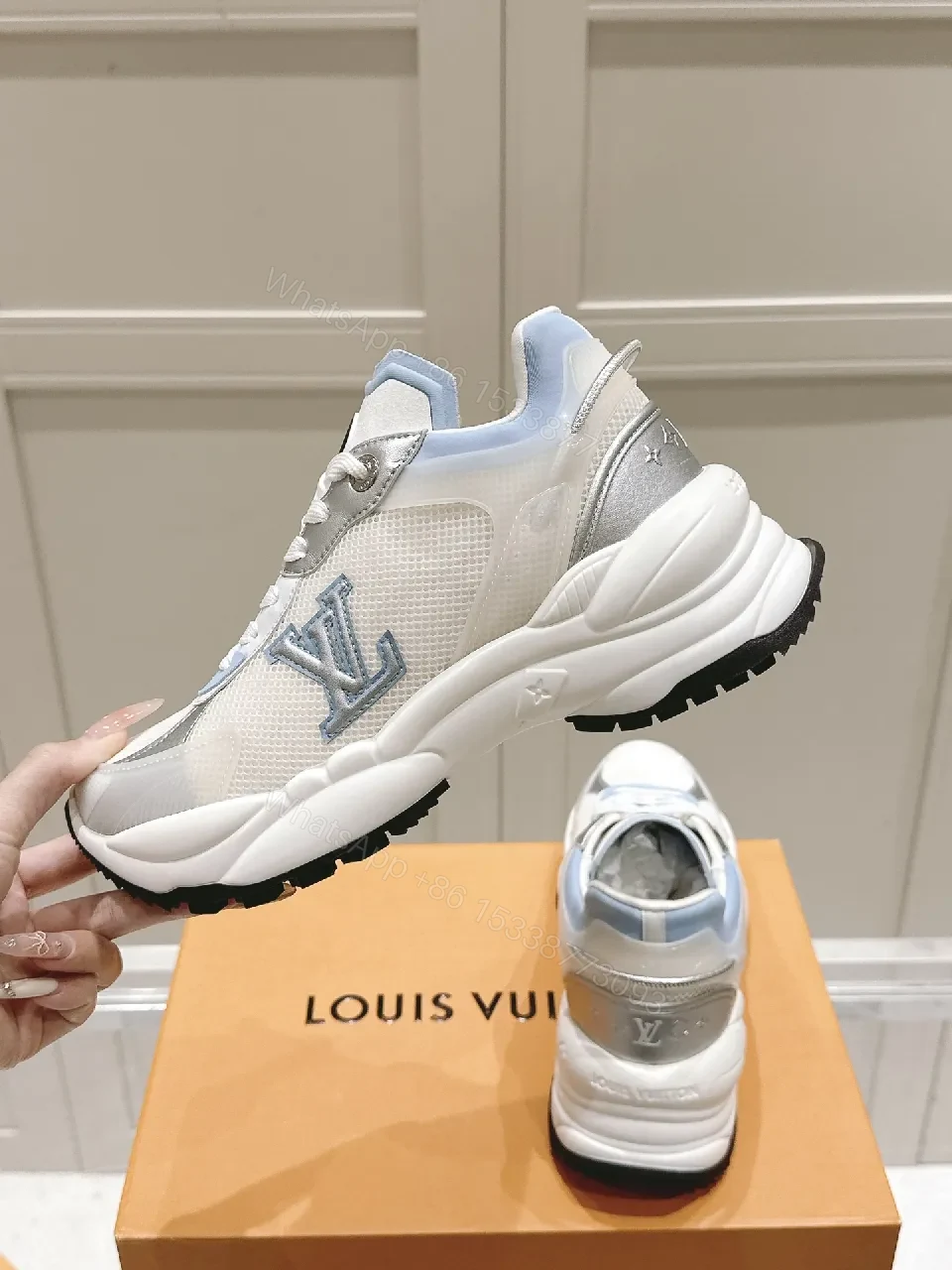 View 7 of Chunky Luxe Sneakers: Subtle Monogram, Premium Knit & Leather
