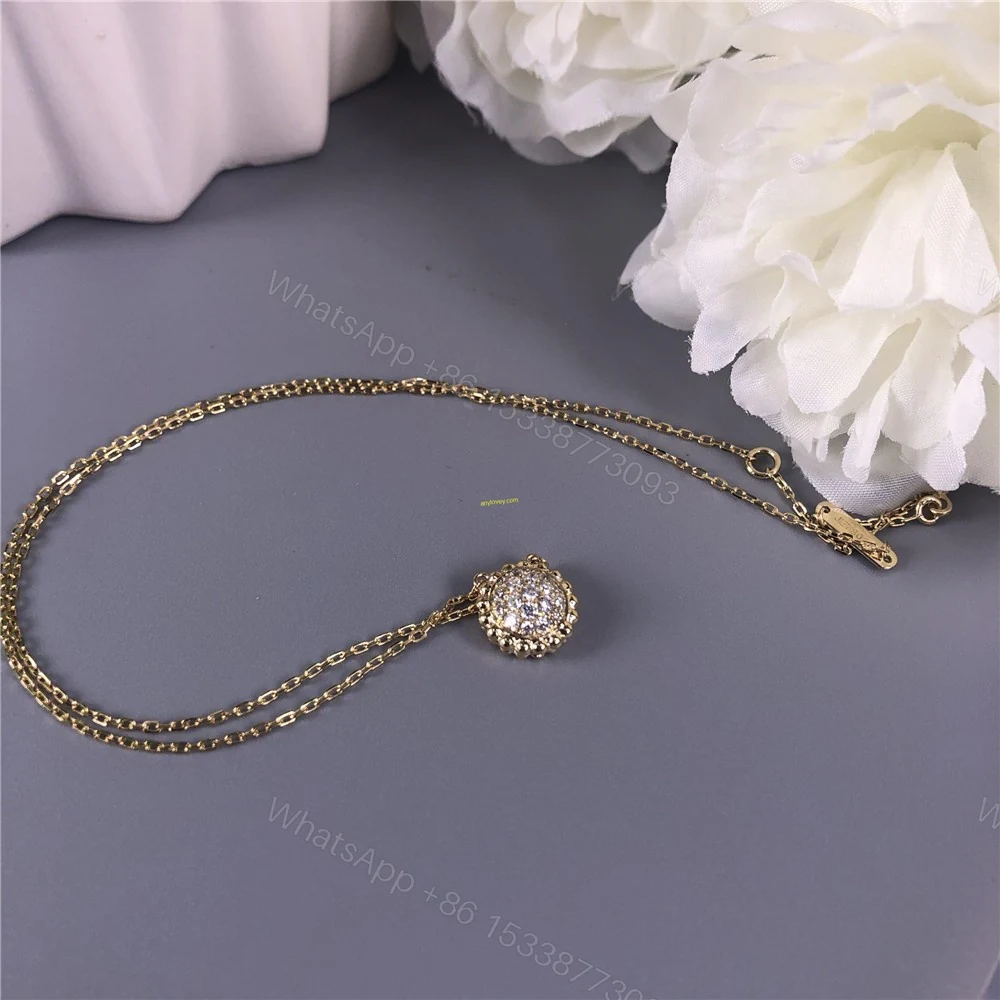 View 2 of Van Cleef Arpels Perlee Diamond Pendant Necklace 18K Yellow Gold