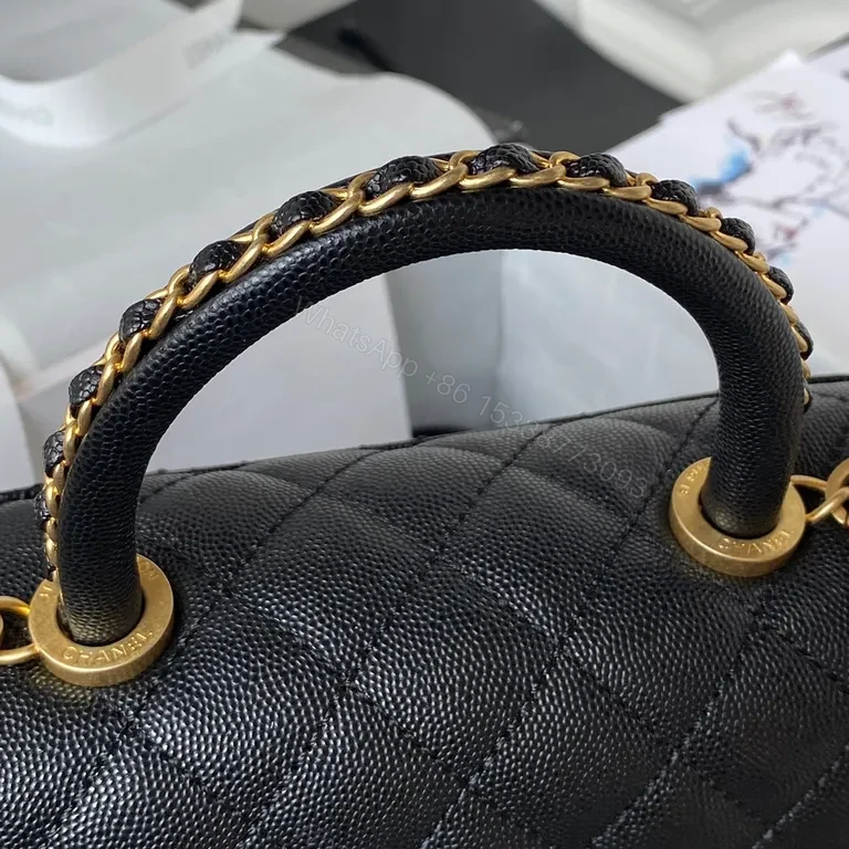 View 6 of Chic Quilted Black Flap Bag - Gold Chain, Luxury Style