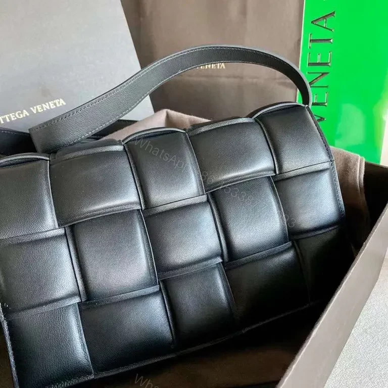 View 9 of Woven Leather Padded Crossbody - Modern Luxe Buckle Bag
