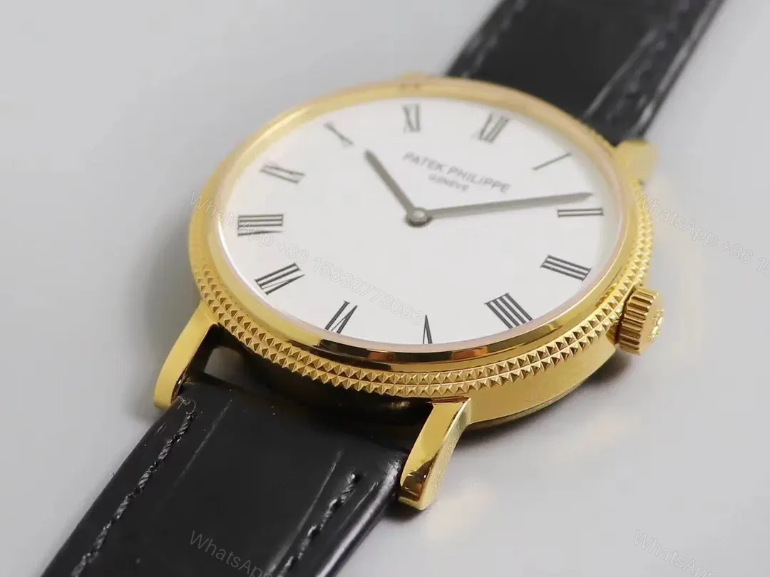 View 3 of Patek Philippe Calatrava 5120G White Dial Gold Case with Black Leather Strap Roman Numerals and Ultra Thin Design