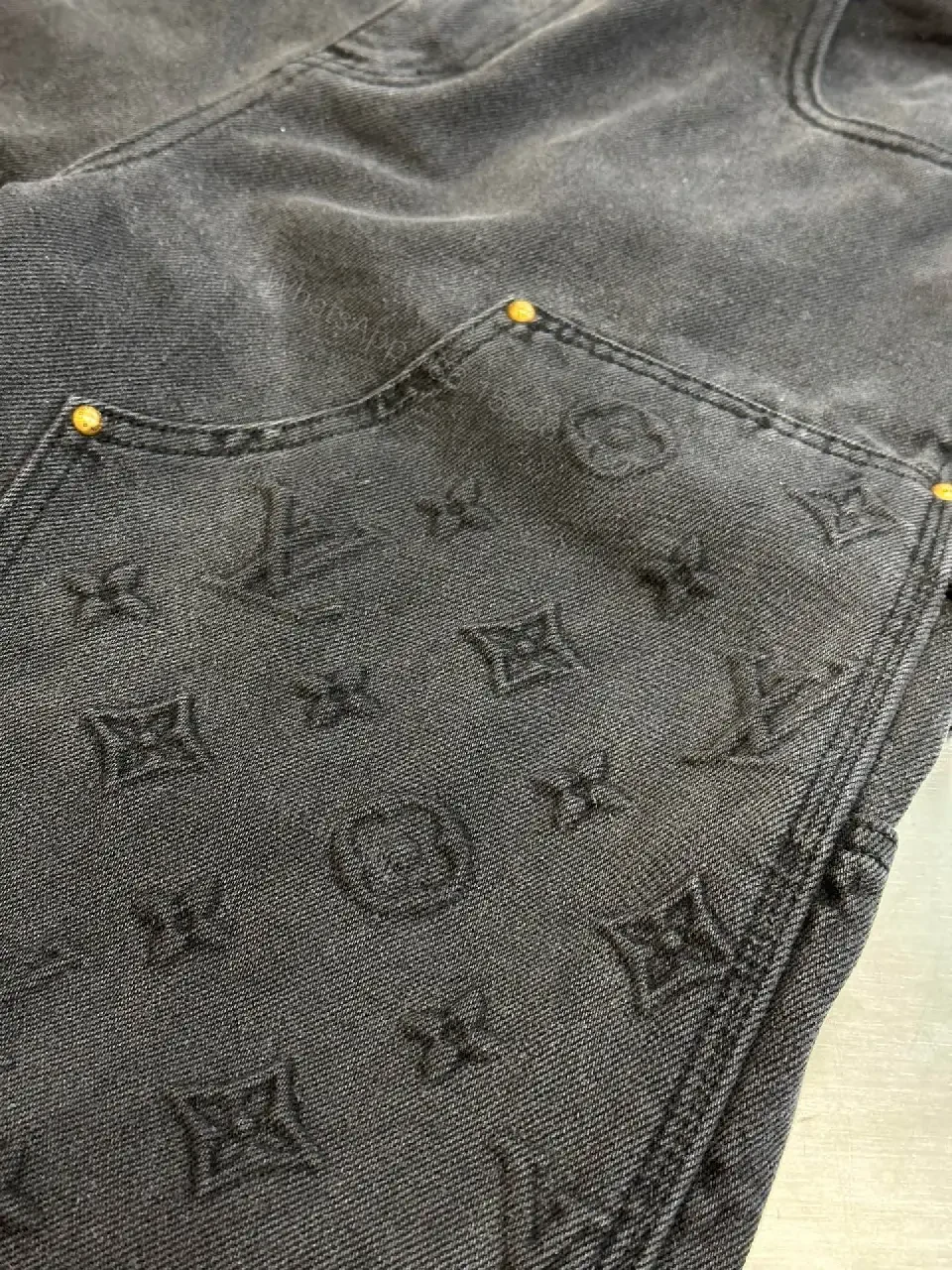 View 9 of Dark-Wave Denim Pant: Premium Monogram Texture, Modern Fit