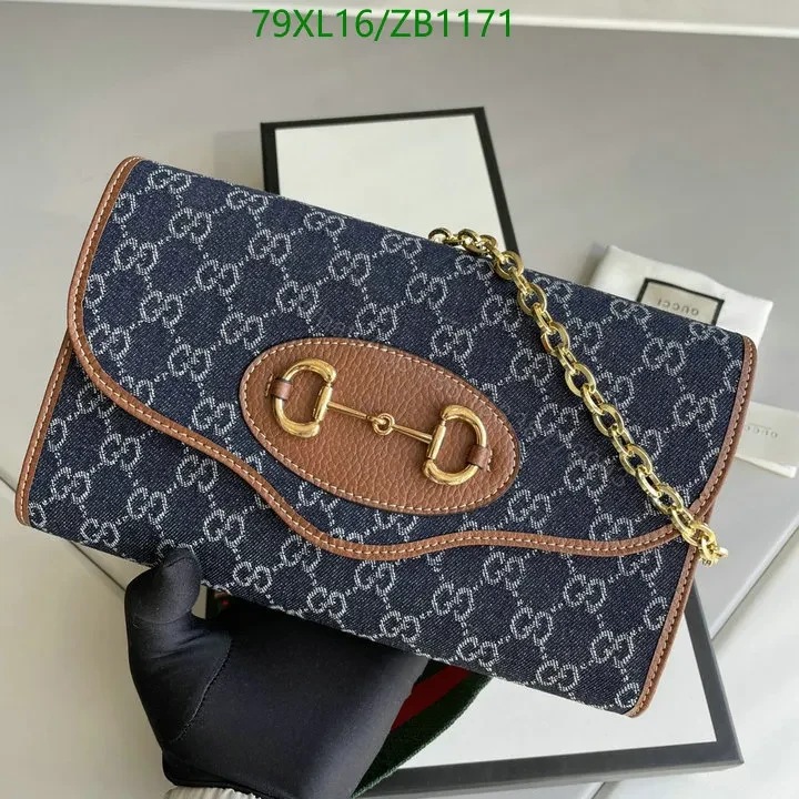 View 2 of Stylish Blue Denim Gucci Horsebit Shoulder Bag VL73QM – Limited Edition