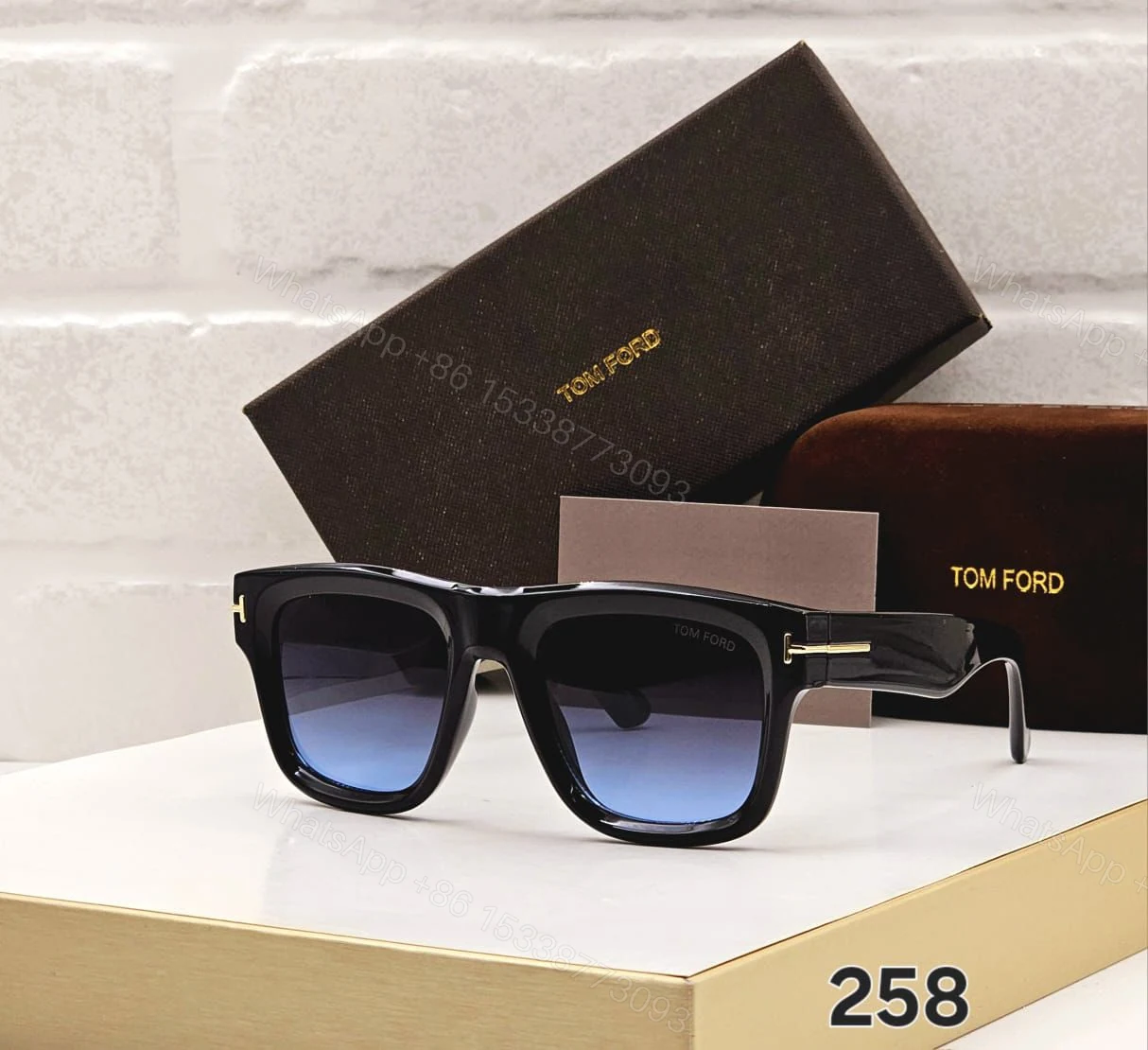 View 3 of Tom Ford Square Black Metal-Acetate Sunglasses