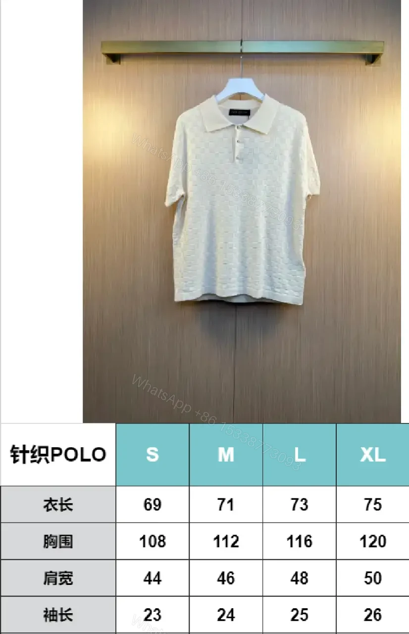 View 7 of Off-White Cream Polo Shirt, Subtle Grid Pattern, 3-Button Placket