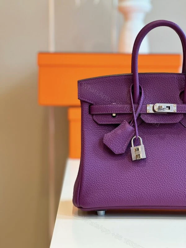 View 4 of Hermes Birkin 25 Dark Purple Togo Leather Palladium Hardware