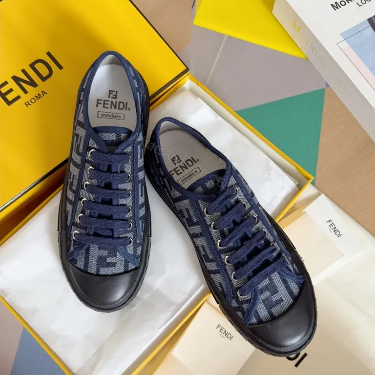 View 6 of Denim-Texture Fendi Sneakers: Luxe Monogram, All-Day Comfort