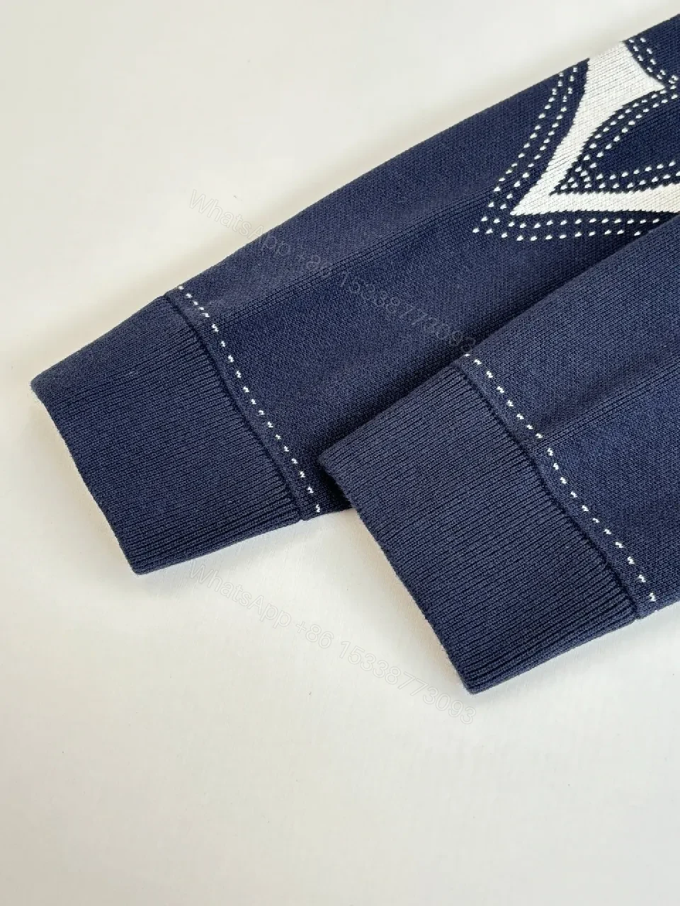 View 6 of Navy Corduroy Zip Hoodie with Luxury Logo Accent