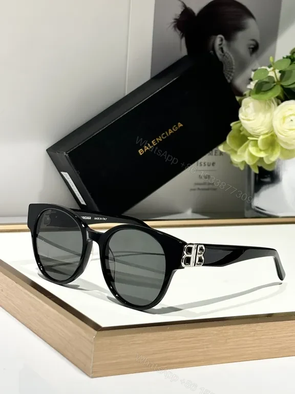 View 9 of Blue Acetate Round Sunglasses with Gold Hardware, Polarized