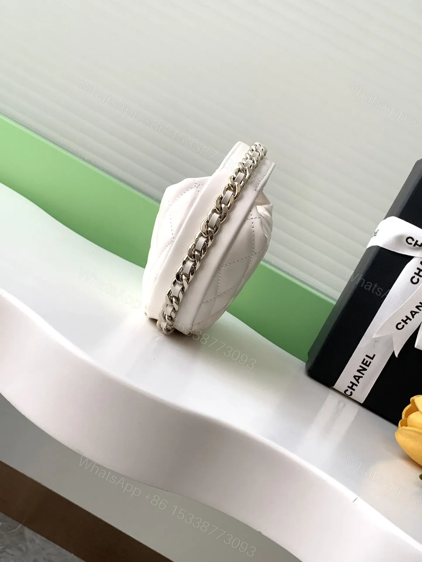 View 2 of CHANEL 23C white hula hoop clutch