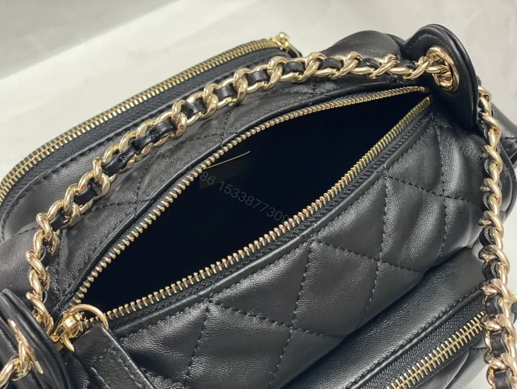 View 5 of Chic Quilted Crossbodyâ€”Lambskin, Gold Hardware, Modern Luxury