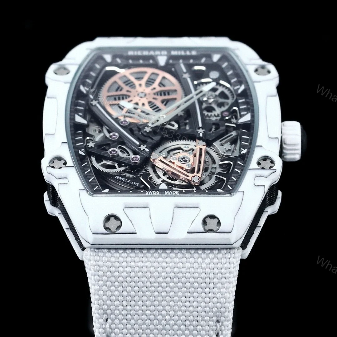 View 4 of Richard Mille RM27-05 Rafael Nadal Flying Tourbillon Watch Ultra Light Carbon TPT Skeleton 38g Ultra Thin 9MM Premium Edition RM-RM27-05-RN-FLT-38G