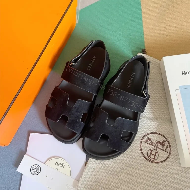 View 5 of Bold Hermes-Inspired Sandals: Architectural Cutouts, Leather