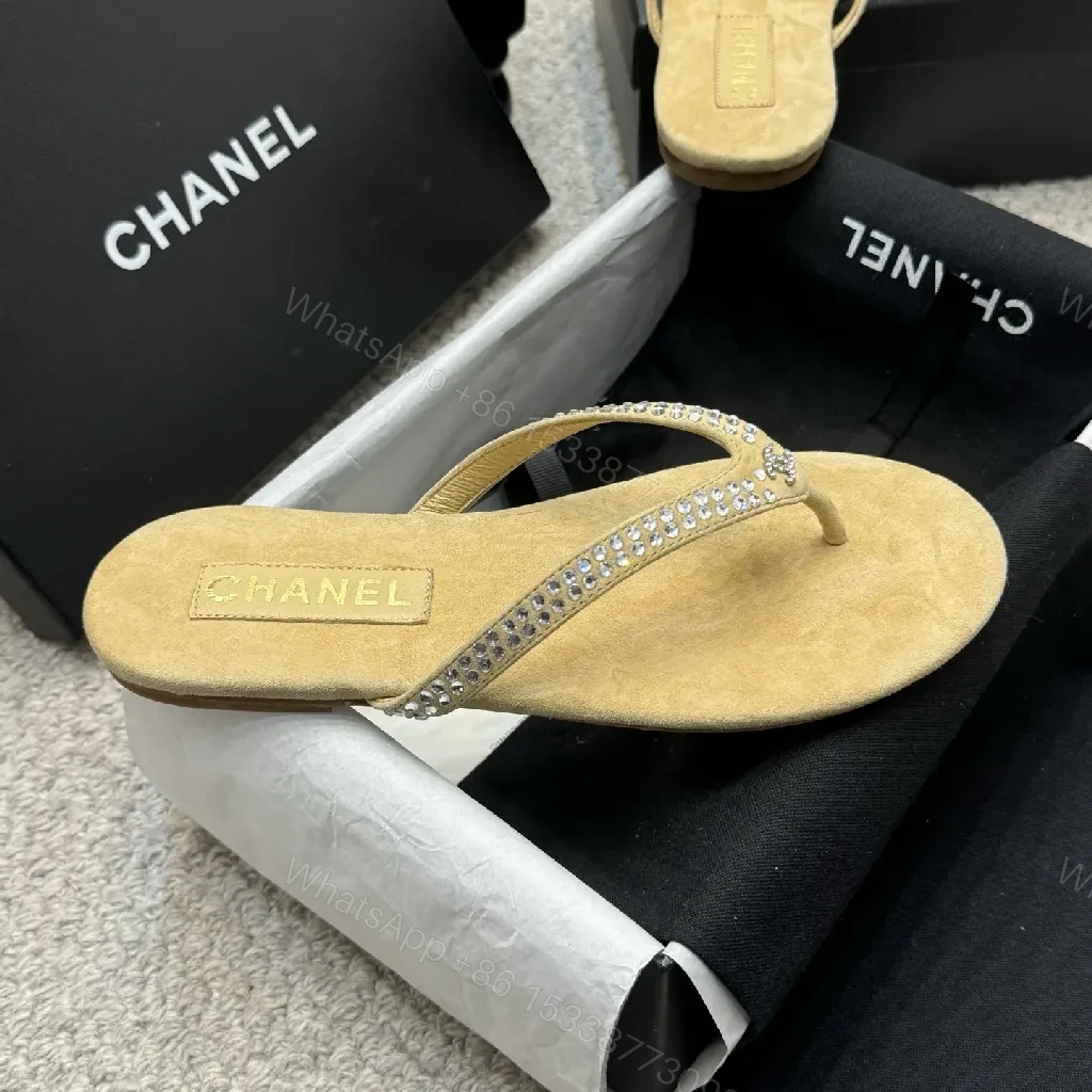 View 3 of Chic Sparkle Sandals: Suede, Rhinestone, Luxury Flip Flops