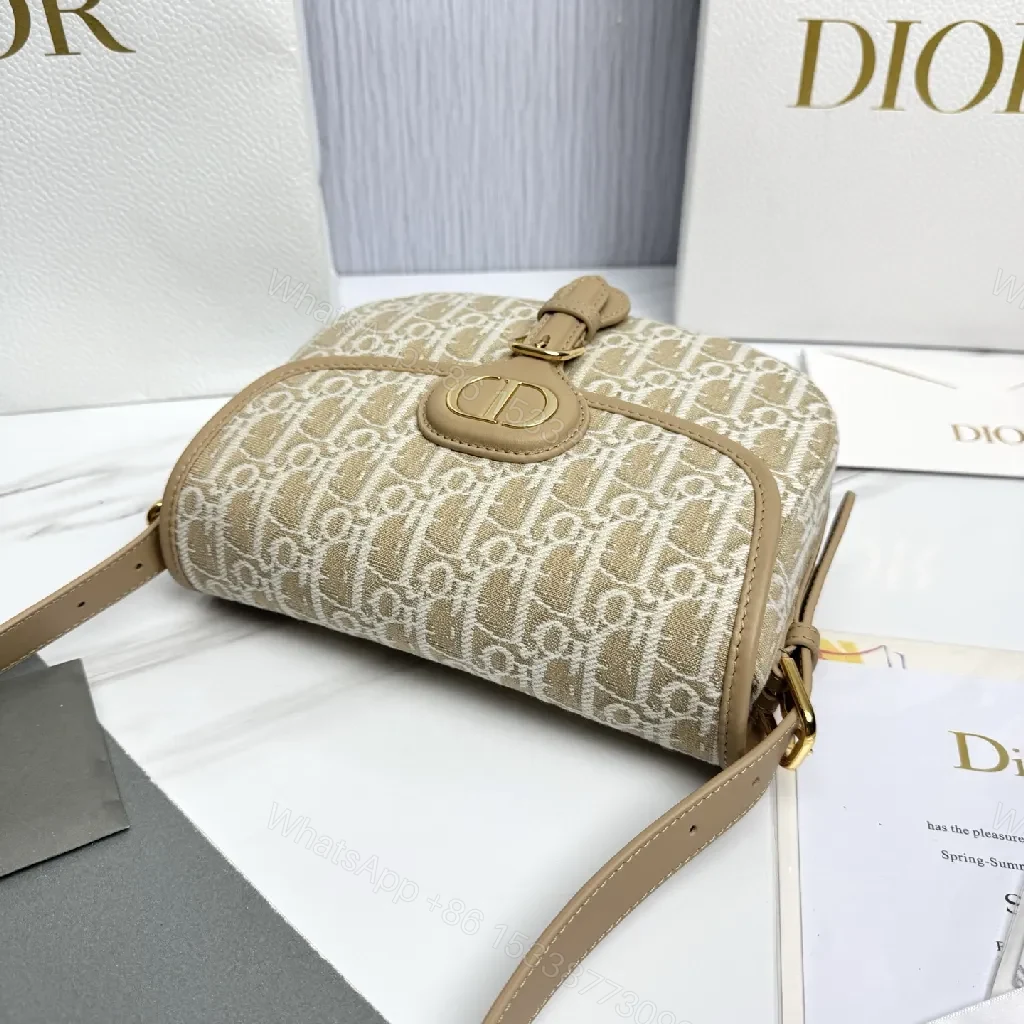 View 6 of Beige Canvas Satchel: Dior-Oblique Twist Luxury Bag