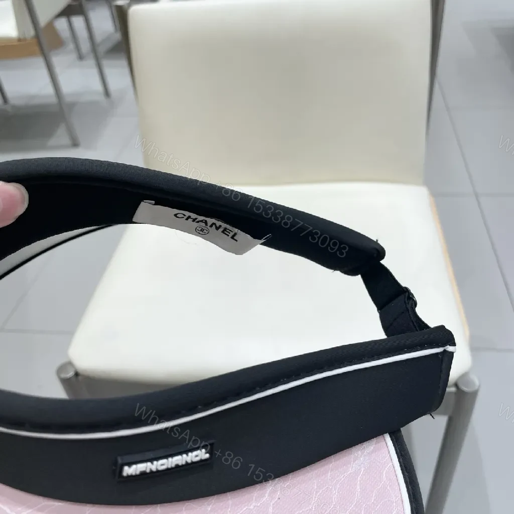 View 6 of Pink Visor with Chanel-Inspired Logo - Luxe Everyday Accessory