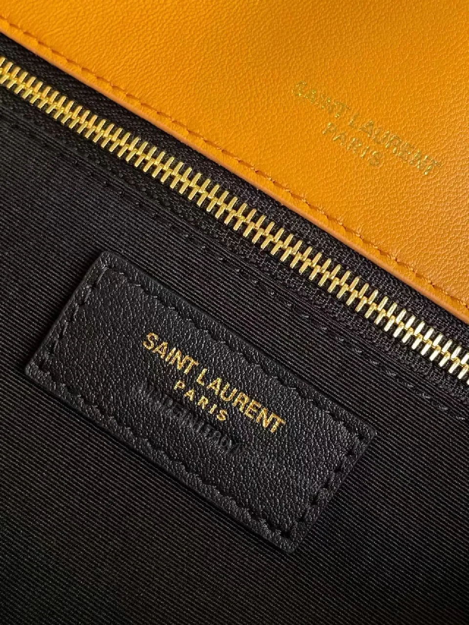 View 3 of Mustard Quilted Leather Crossbody with Chain Strap