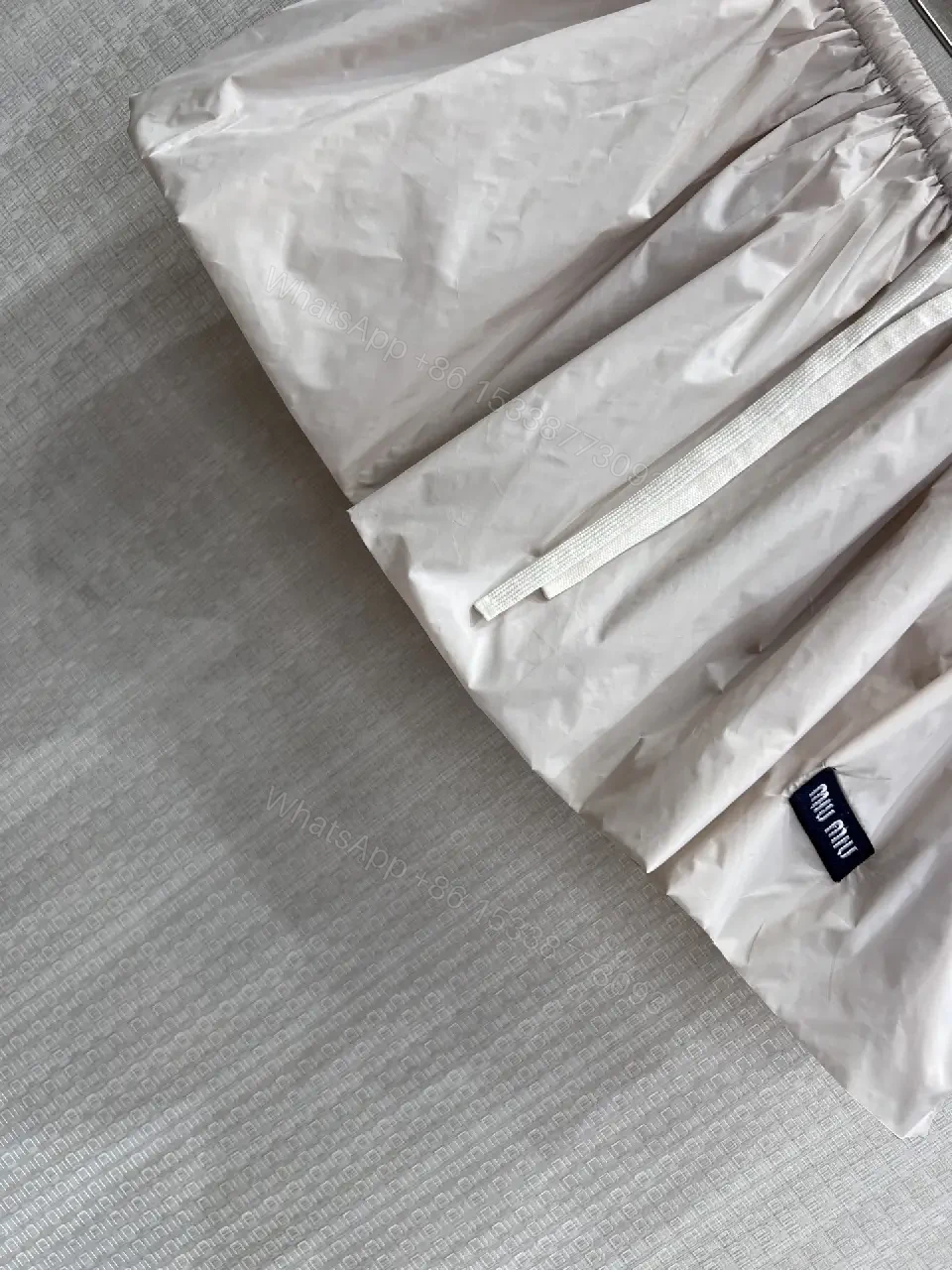 View 2 of Beige Nylon Short Skirt Drawstring Key Feature: Miu Miu Style