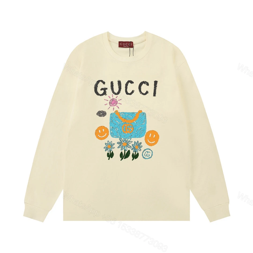 Gucci 原單長袖T恤 插畫風童趣設計 奶油白色 — view 1