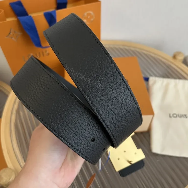 View 9 of Polished Leather LV Monogram Buckle Belt â€” Luxury Everyday Style