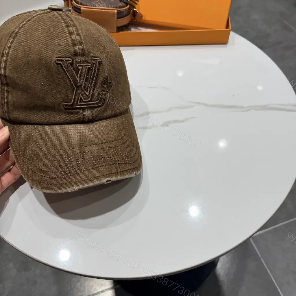 View 8 of Washed Brown Canvas Cap — Subtle LV Aesthetic, All-Day Comfort
