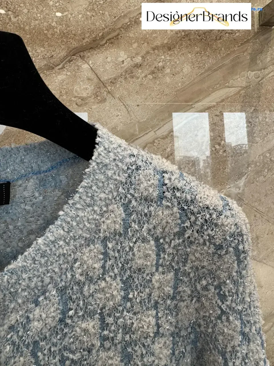 View 11 of Bouclé Bluish-Gray Cardigan Jacket: Luxe Texture & Comfort
