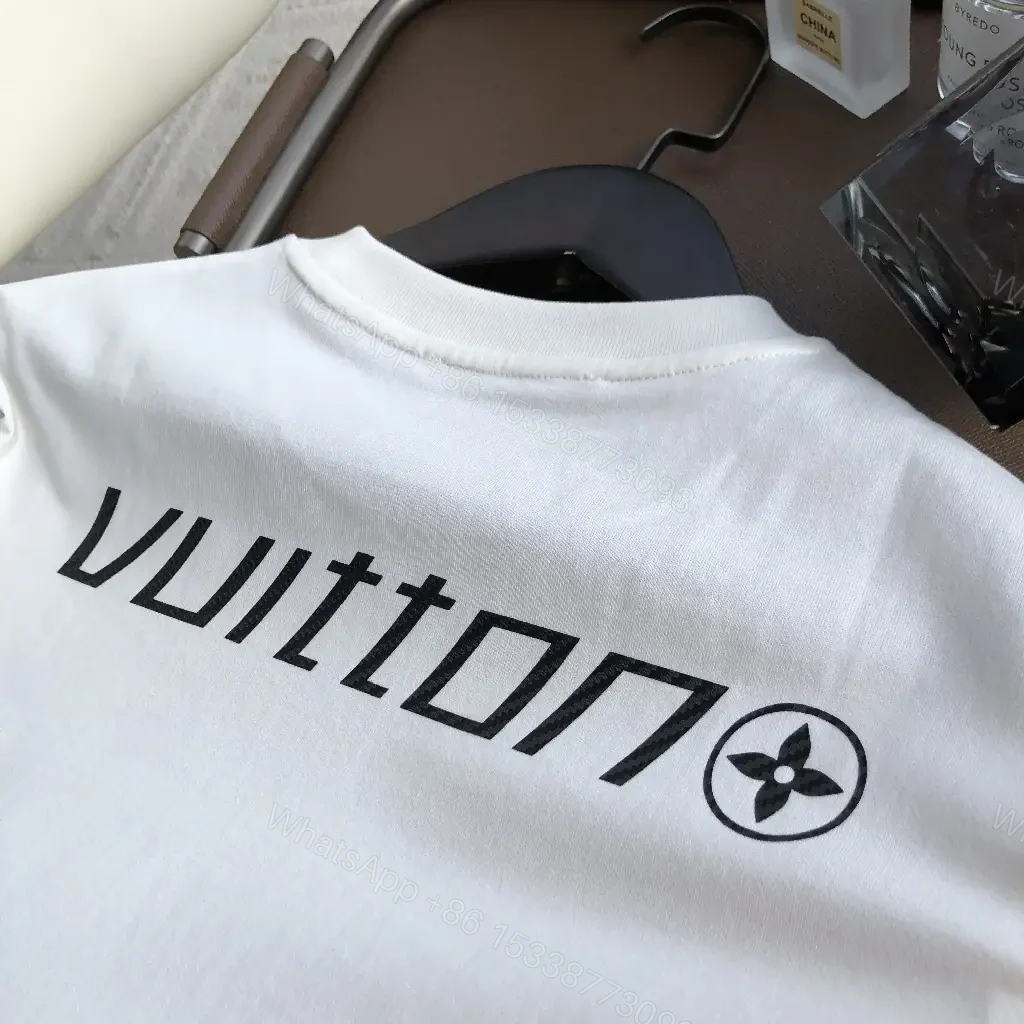 View 4 of White Cotton Tee, LV-Inspired Graphic, Premium Streetwear Essential