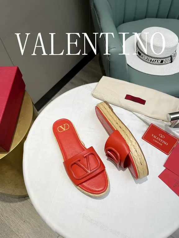 View 9 of Red Valentino Red Calf Leather Espadrille Slide - Bold Luxury Comfort