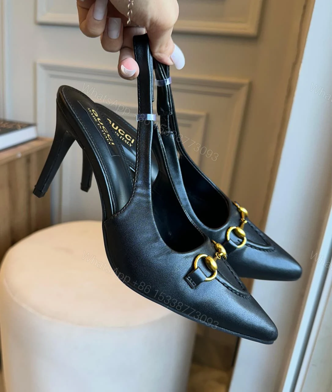View 3 of FIRST COPY GUCCI LEATHER HEELS