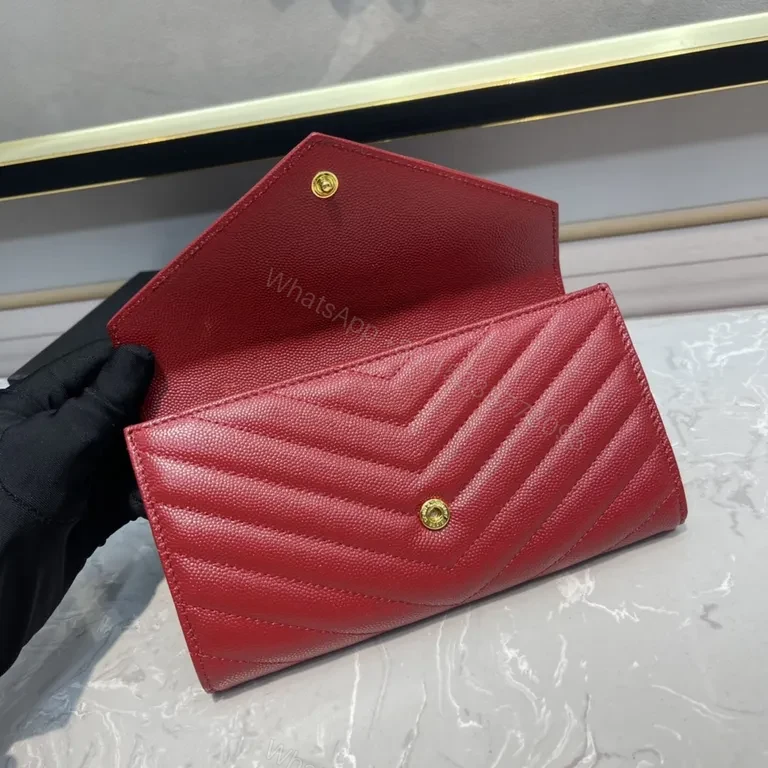 View 7 of Vivid Red Chevron Wallet-Clutch with Gold Hardware