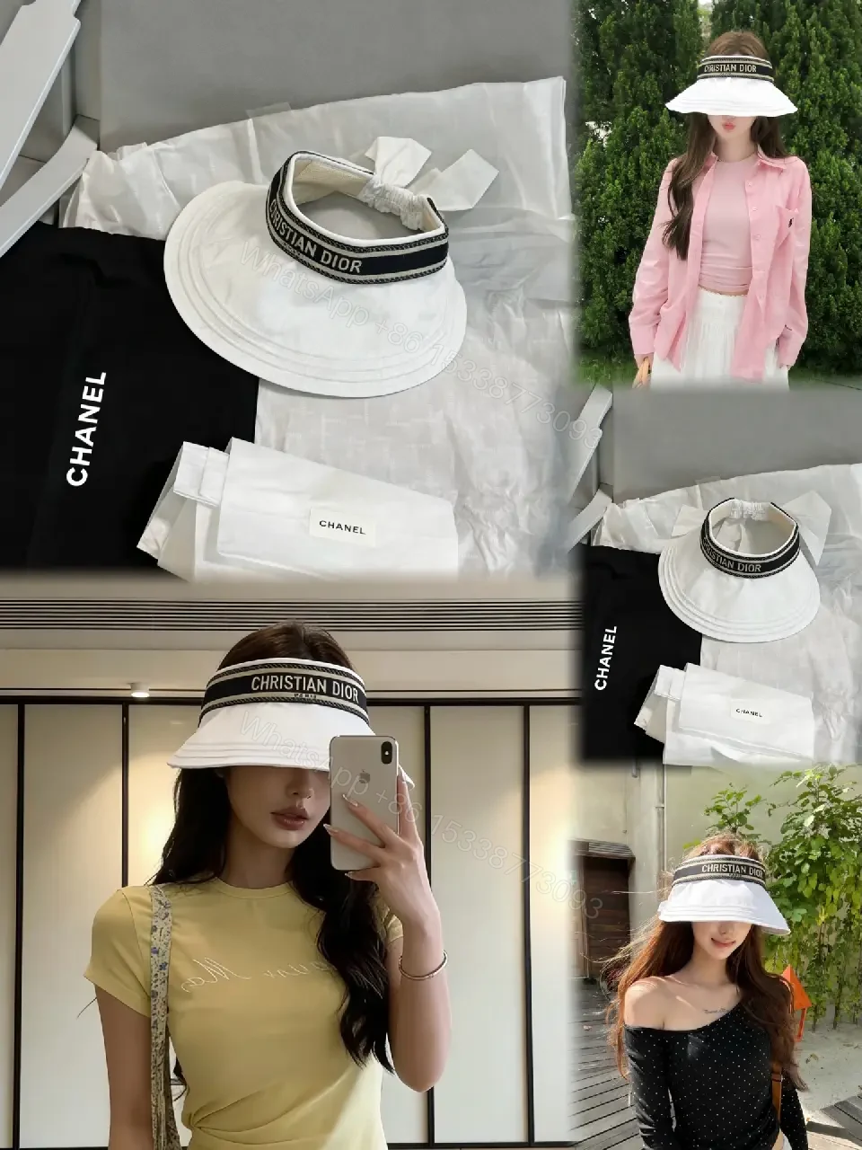 View 3 of White Visor Sporty-Chic Luxe Branding Visor Hat