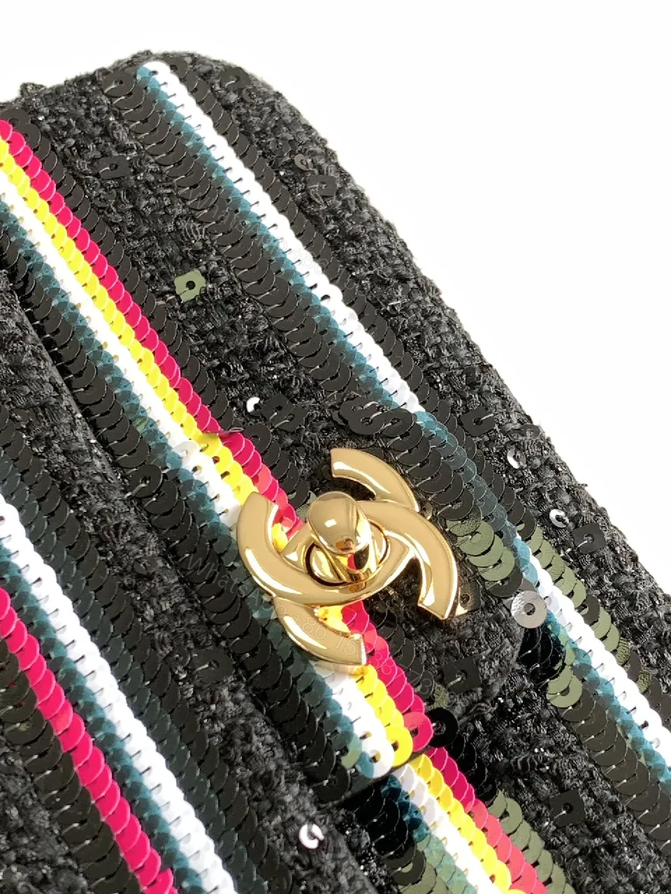 View 3 of Colorful Tweed Crossbody Bag: Compact Luxury in Striped Style