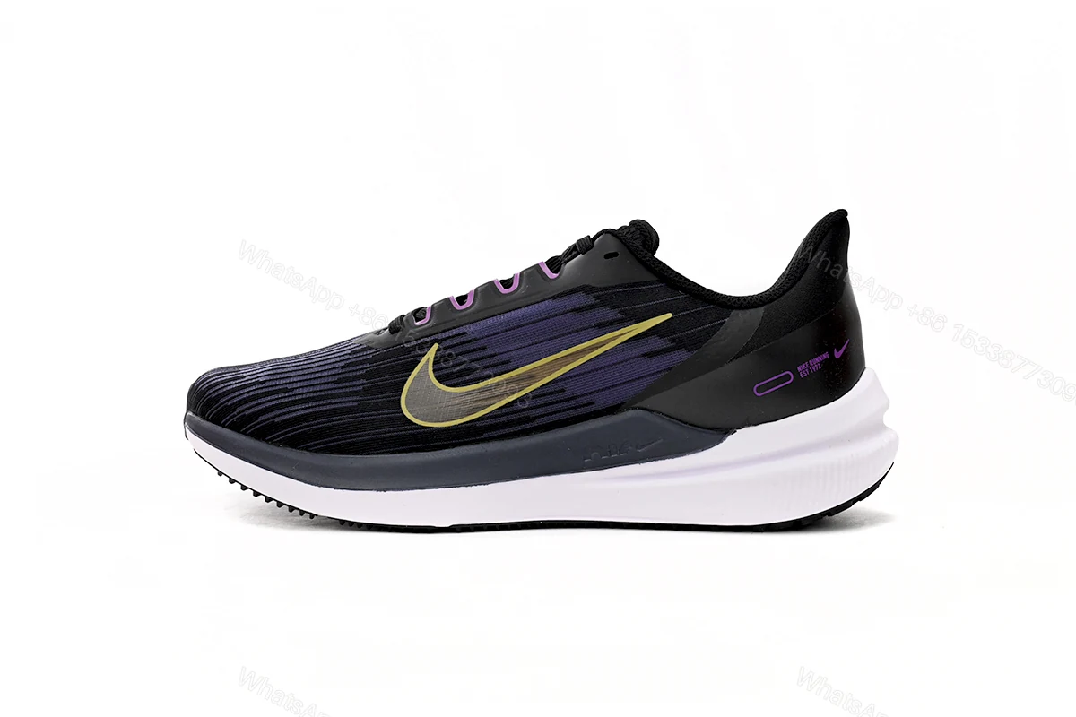 View 11 of Nike Air Winflo 9 Black Blue and Yellow DD6203-007