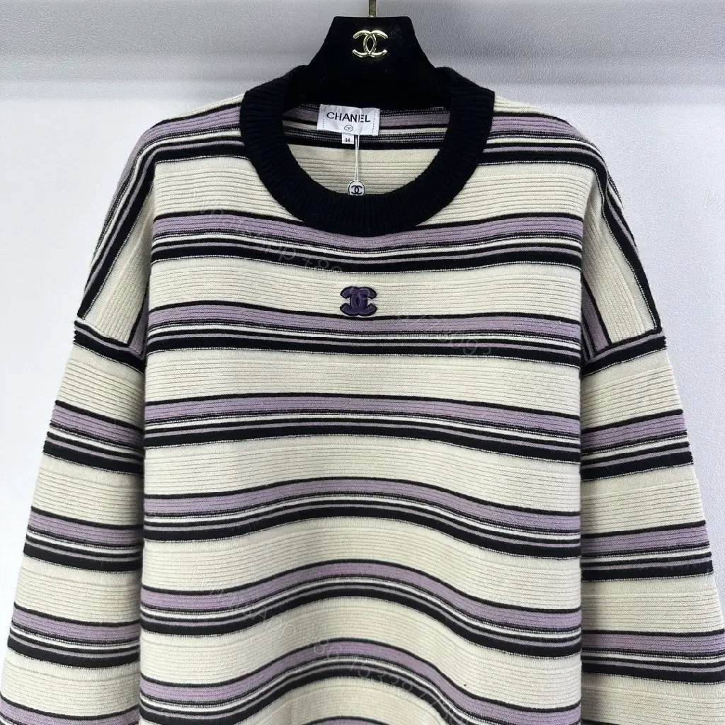 View 4 of Stripe Knit Crewneck Sweatshirt: Soft Textured Comfort