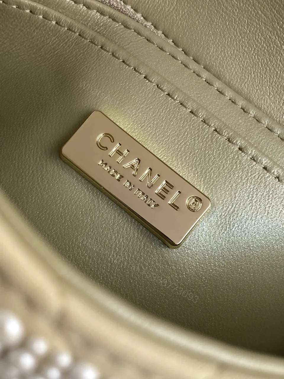 View 5 of Pearl-Embellished Flap Bag: Lux Metallic Couture Style Bag