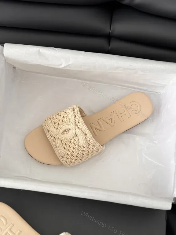 View 4 of Chanel-Style Knit Slides: Luxe Comfort & Couture Detailing