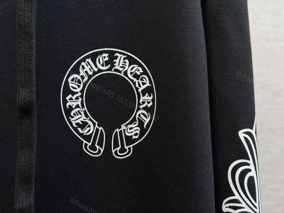View 2 of Premium Black Zip Hoodie with Ornate Sleeve Embellishments