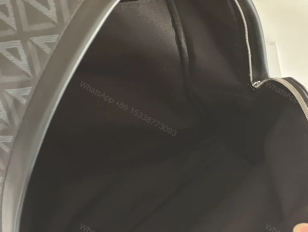 View 6 of Geometric Charcoal Dior-Style Backpack with Premium Leather Trim