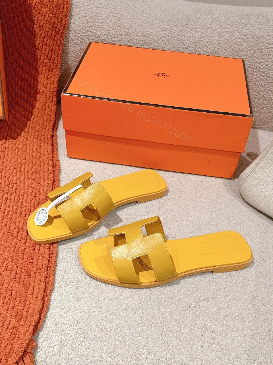 Bright Yellow Leather Slip-On Sandals: Lightweight Luxury — view 1