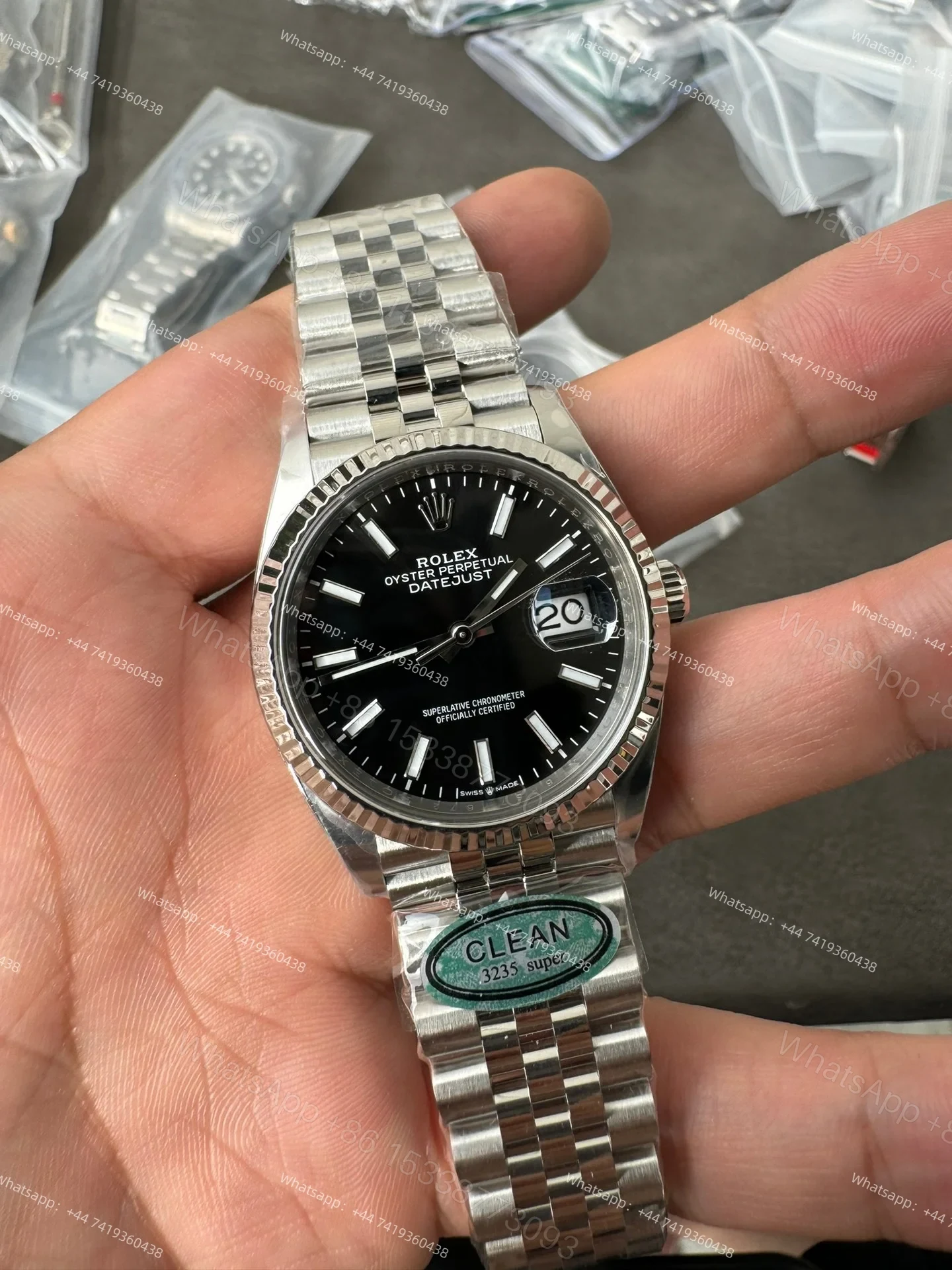 View 3 of Rolex Datejust M126334-0006 Black Dial 1:1 Replica Jubilee 36MM 3235 Movement Super Clone Watch
