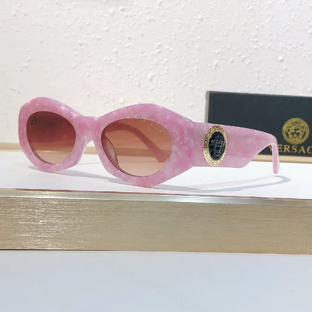 View 4 of Bold Acetate Sunglasses: Oval, Gold Hardware, Gradient Lenses