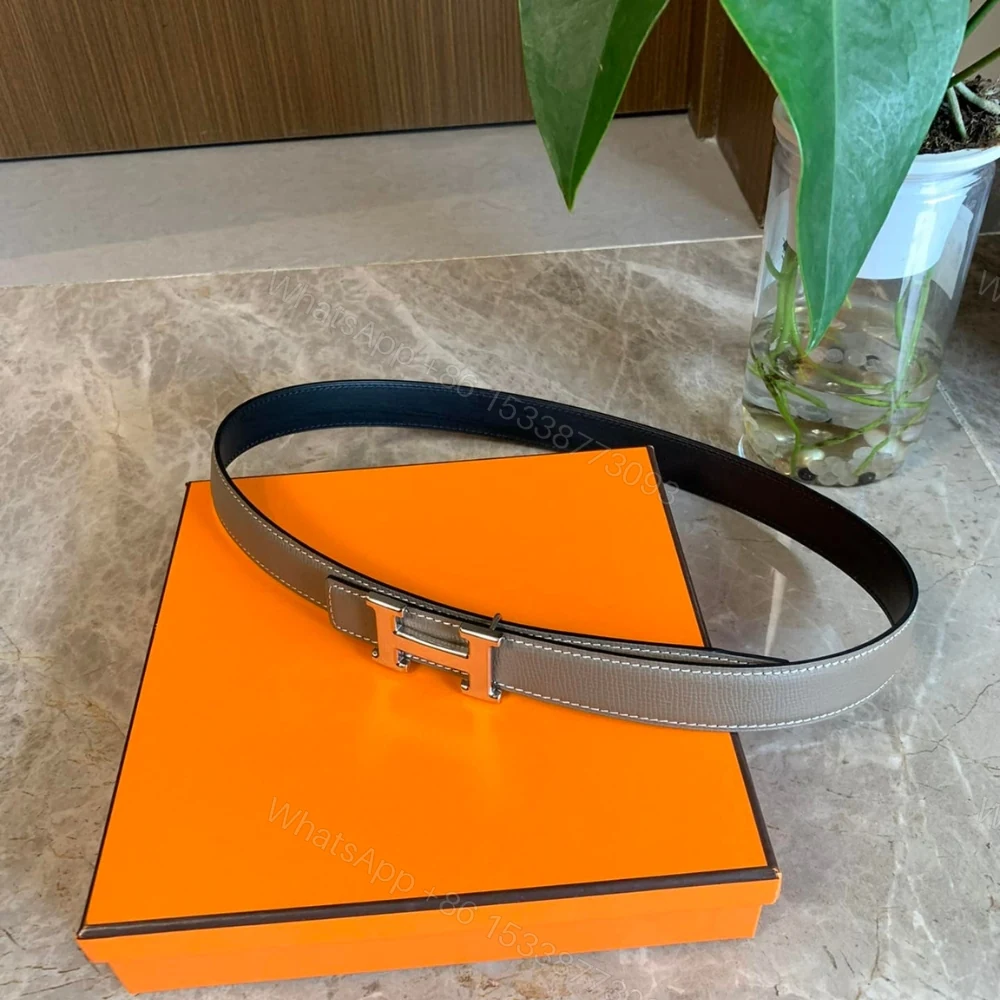 View 5 of Hermes Mini H Belt Buckle And Reversible Strap Silver Grey 24Mm H079645CK05