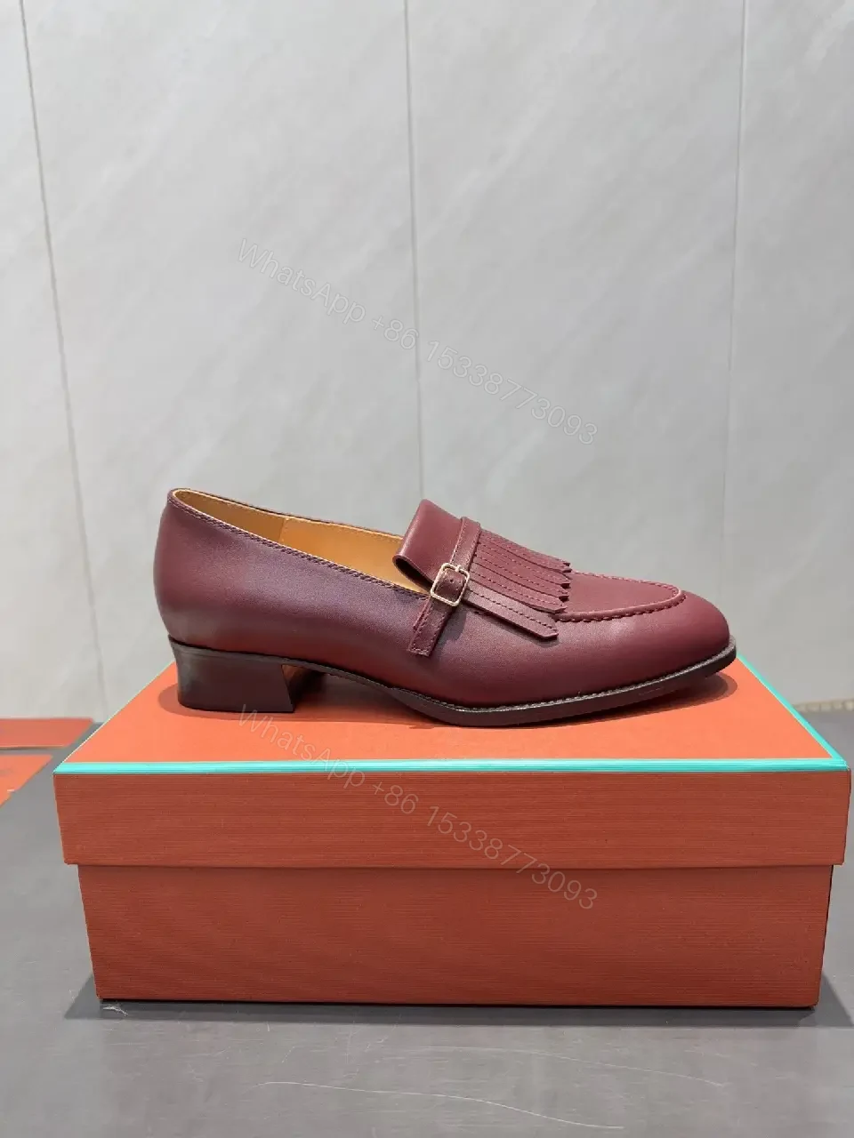 View 7 of Burgundy Leather Fringe Loafers: Modern Dress-Casual Luxury