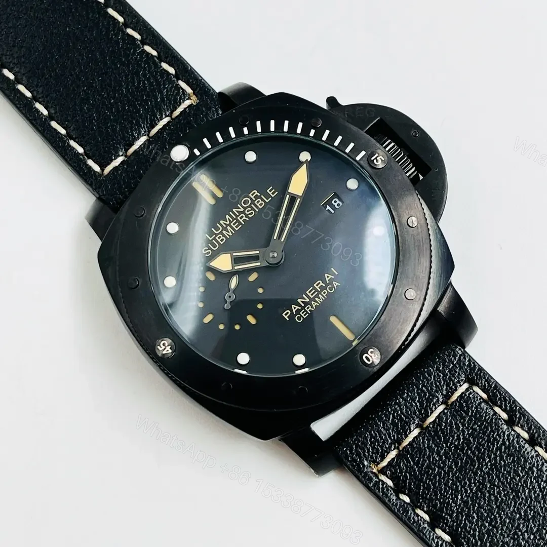 View 3 of GF Factory Panerai Luminor Submersible Automatic Black Dial 316L Stainless Steel Case Leather Strap Watch