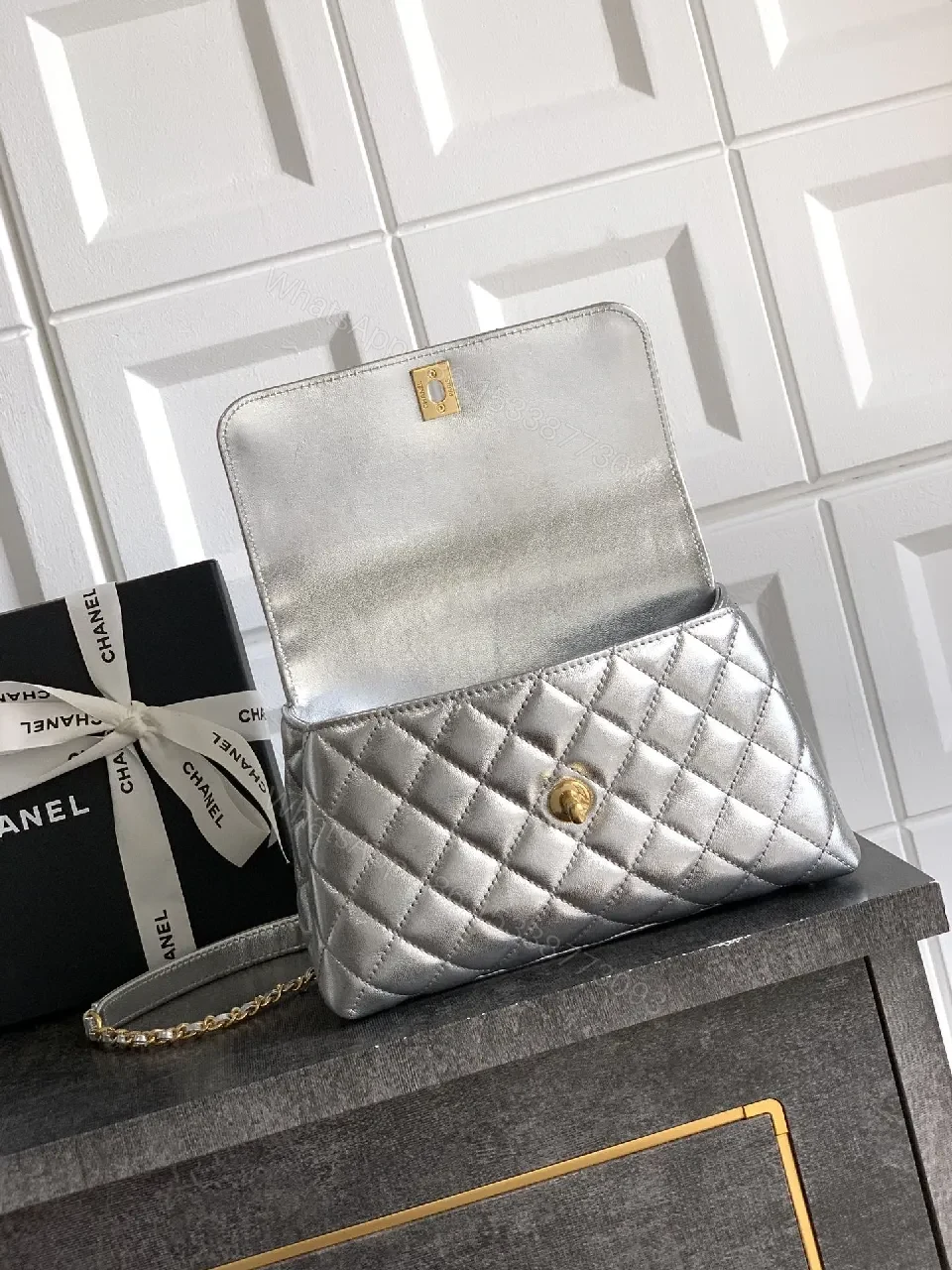 View 7 of Quilted Metallic Handbag: Structured Glamour, All-Day Confidence