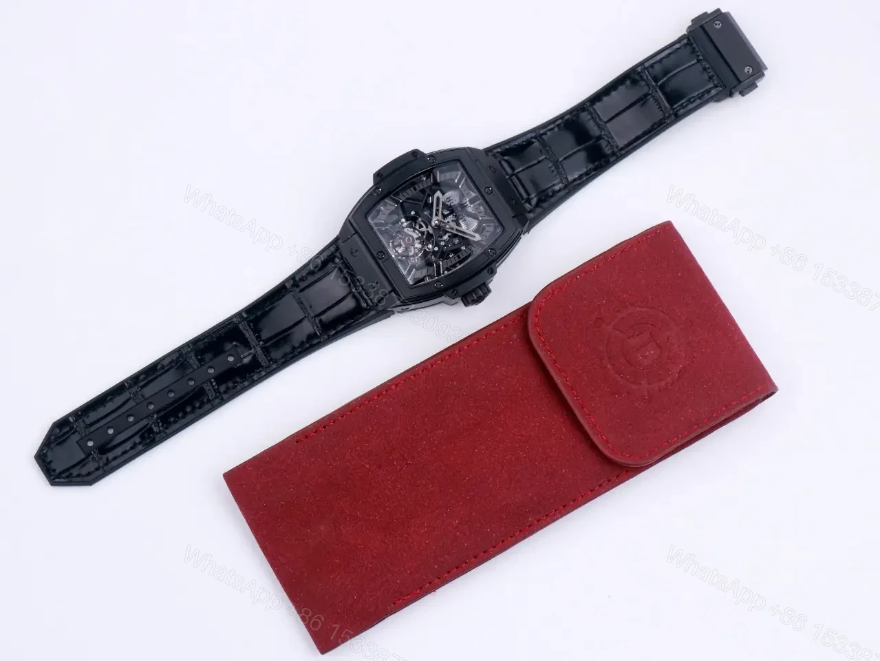 View 3 of Hublot Masterpiece 906 Black PVD with Rose Gold/Platinum Plating Tourbillon Watch Black Leather and Rubber Strap Sapphire Crystal Glass