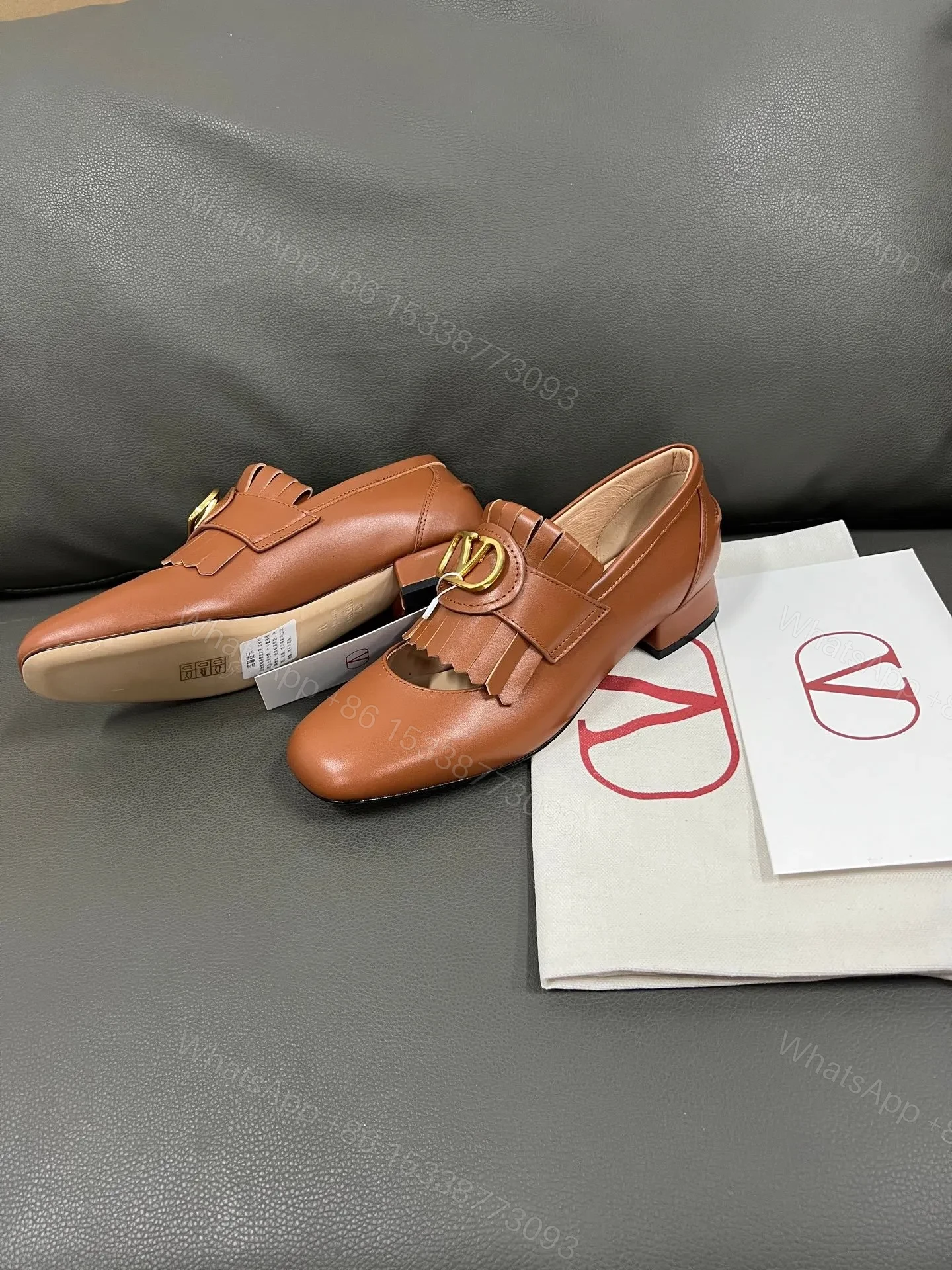 View 4 of Valentino Women Brown Leather Loafers