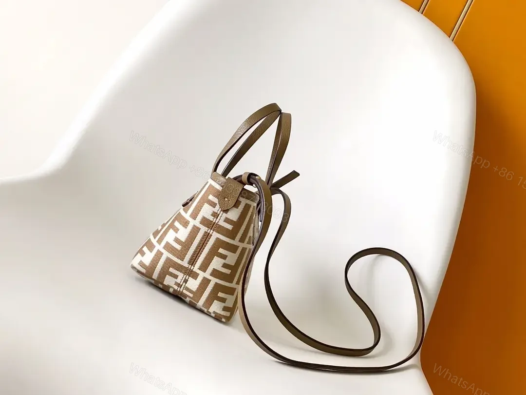 View 3 of Chic Signature Tote – Geometric Patterned, Leather Trim, Structured Everyday Tote